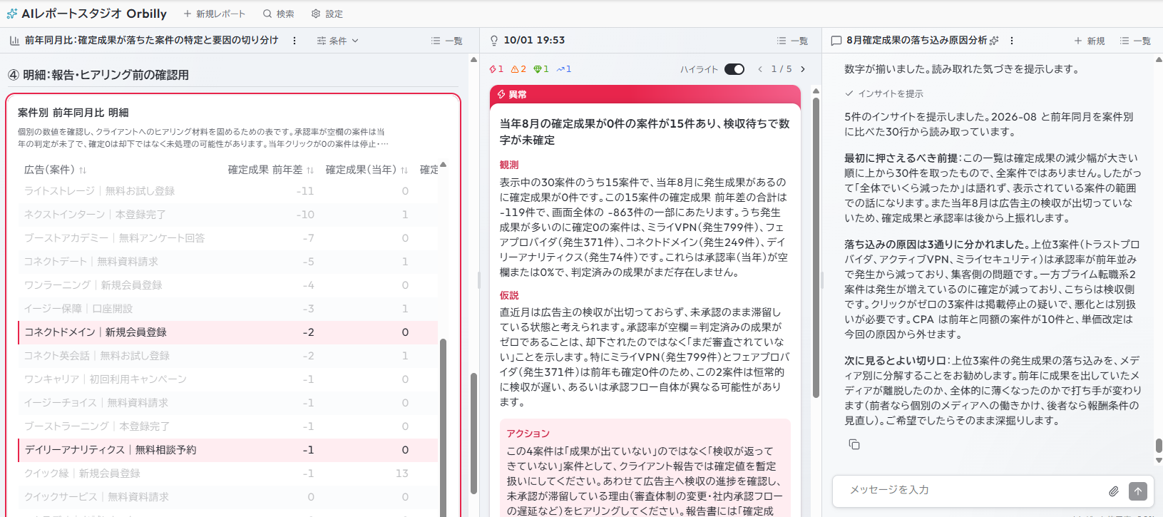 Orbilly_インサイトとレポートの連動